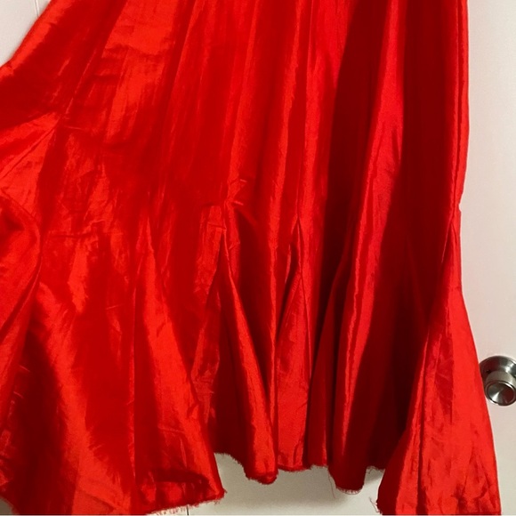 New Free People FP ONE Party Maxi Skirt Taffeta Embellished Waist Band 2 Red - Picture 8 of 16